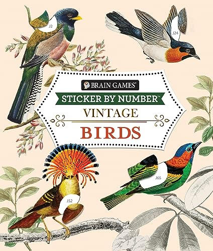 Brain Games - Sticker by Number - Vintage: Birds (Brain Games - Sticker by Number)
