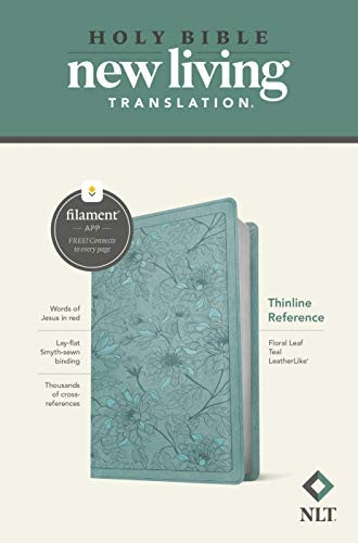 NLT Thinline Reference Bible, Filament Enabled Edition (Red Letter, Leatherlike, Floral Leaf Teal)