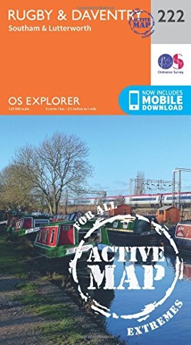 OS Explorer Map Active (222) Rugby and Daventry, Southam and Lutterworth (OS Explorer Active Map)