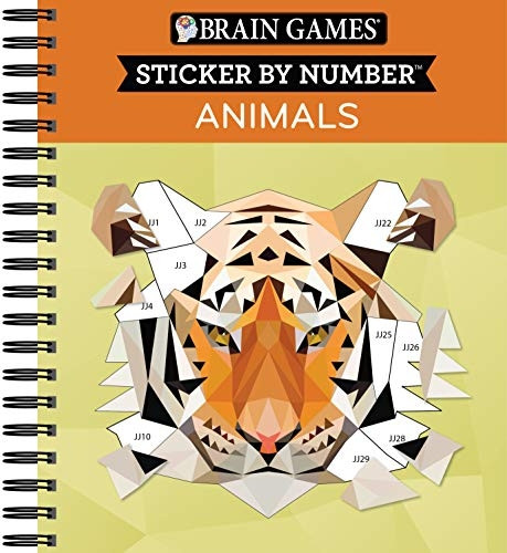 Brain Games - Sticker by Number: Animals (2 Books in 1 - Geometric Stickers)