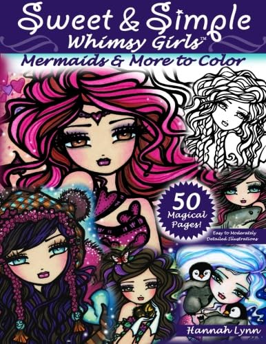 Sweet & Simple Whimsy Girls : Mermaids and More to Color