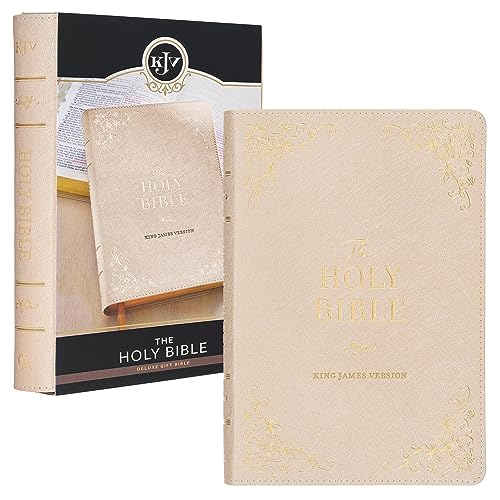 KJV Holy Bible, Standard Size Faux Leather Red Letter Edition Thumb Index, Ribbon Marker, King James Version, Pearlescent Taupe