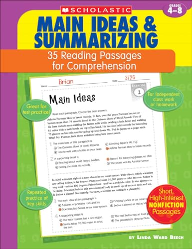 Main Ideas & Summarizing: Grades 4-8 (35 Reading Passages for Comprehension)