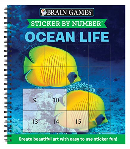 Brain Games - Sticker by Number: Ocean Life (Easy - Square Stickers): Create Beautiful Art with Easy to Use Sticker Fun! (Brain Games - Sticker by Number)