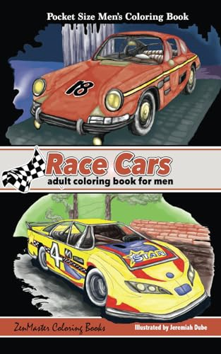 Pocket Size Men's Coloring Book: Race Cars Coloring Book for Men