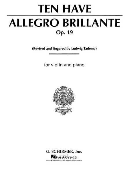 Ten Have - Allegro Brillante Op 19 Violin/piano: For Violin And Piano