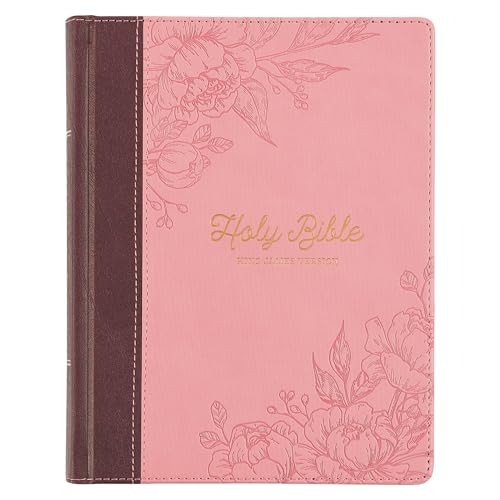 KJV Holy Bible, Note-Taking Bible, Faux Leather Hardcover - King James Version, Brown/Pink