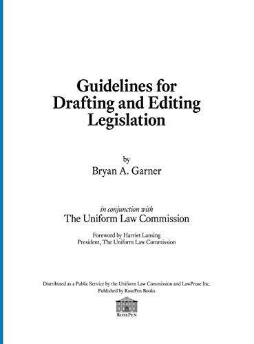 Guidelines for Drafting and Editing Legislation