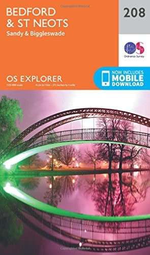 OS Explorer Map (208) Bedford and St.Neots, Sandy and Biggleswade