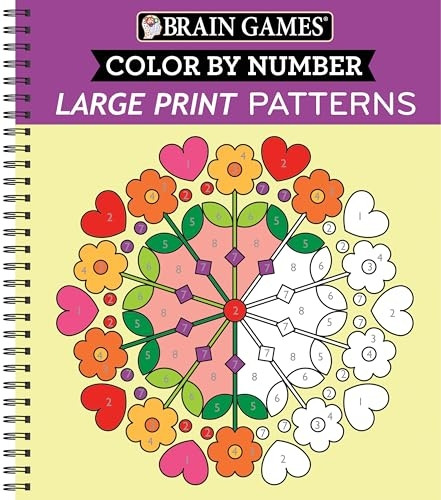 Brain Games - Easy Color by Number: Large Print Patterns (Brain Games - Color by Number)