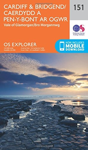 OS Explorer Map (151) Cardiff and Bridgend/Caerdydd a Phen-y-bont ar Ogwr