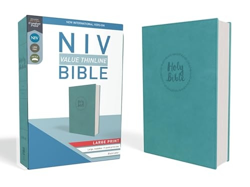 NIV, Value Thinline Bible, Large Print, Imitation Leather, Blue, Comfort Print