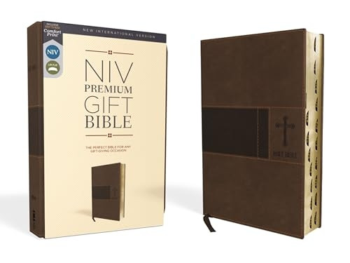NIV, Premium Gift Bible, Leathersoft, Brown, Red Letter Edition, Indexed, Comfort Print: The Perfect Bible for Any Gift-Giving Occasion