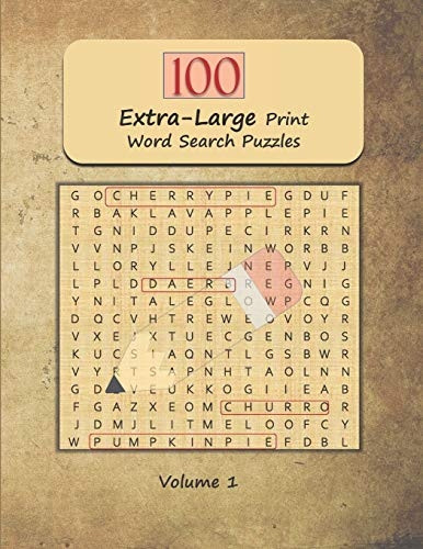 100 Extra-Large Print Word Search Puzzles: Jumbo Word Find and Seek Themed Brain Exercises for Adults and Seniors Volume 1