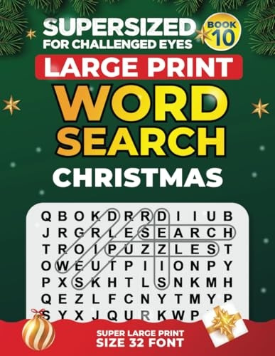 SUPERSIZED FOR CHALLENGED EYES, The Christmas Book: Super Large Print Word Search Puzzles (Supersized for Challenged Eyes Super Large Print Word Search Puzzles)