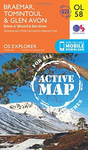 OS Explorer ACTIVE OL58 Braemar, Tomintoul & Glen Avon (OS Explorer Map Active)