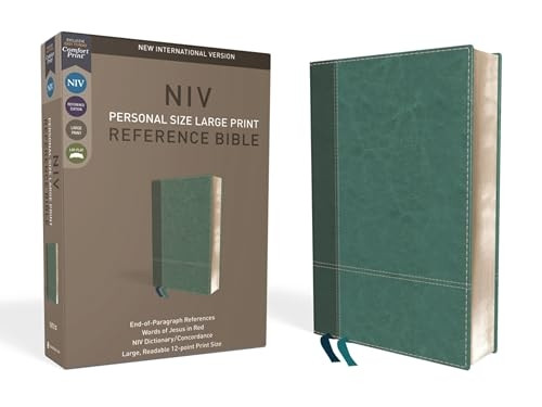 NIV, Personal Size Reference Bible, Large Print, Imitation Leather, Blue, Red Letter Edition, Comfort Print