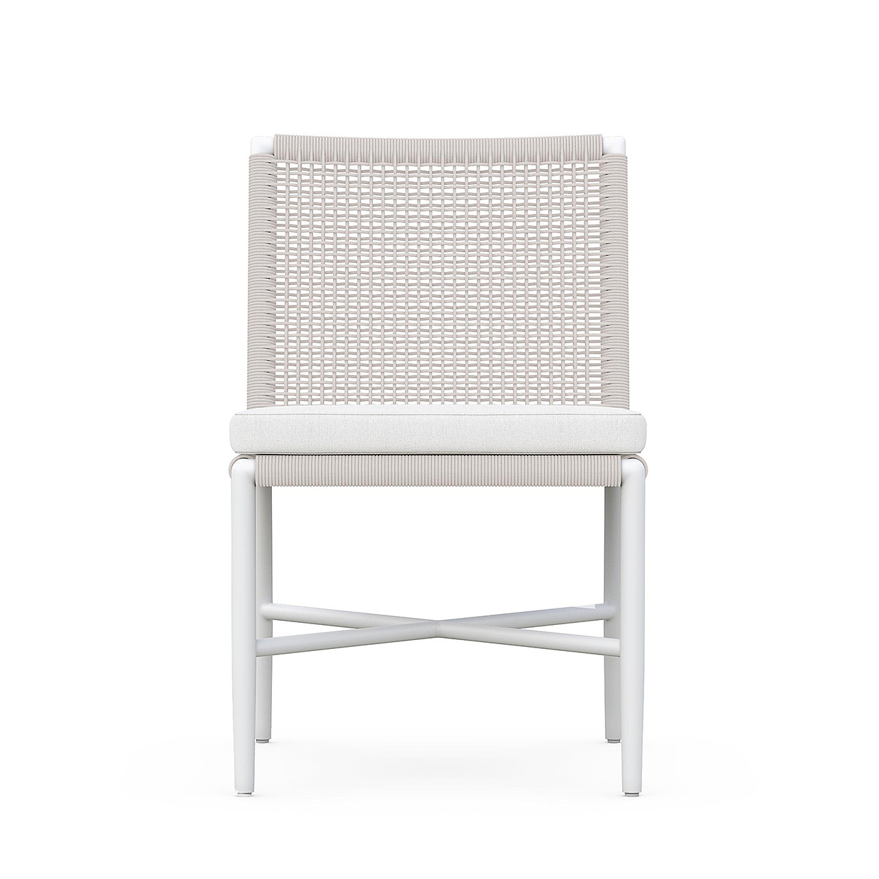 Corsica Matte White with Cloud Cushions Armless Chair Dining