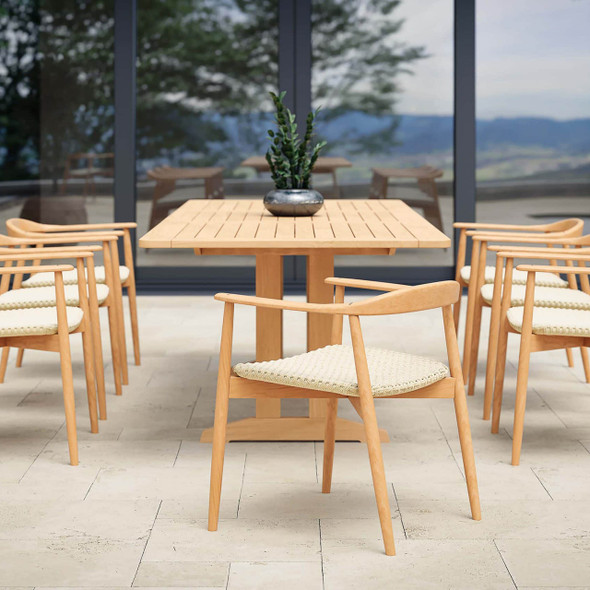 Foundations Teak Wood 74-103 x 39 in. Extension Dining Table