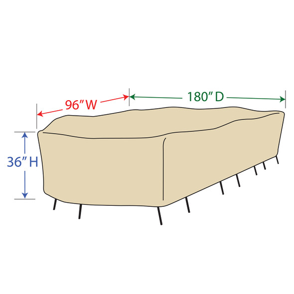 180 x 96 in. X-Large Oval/Rectangle Dining Table and Chairs Furniture Protective Cover (CP697)