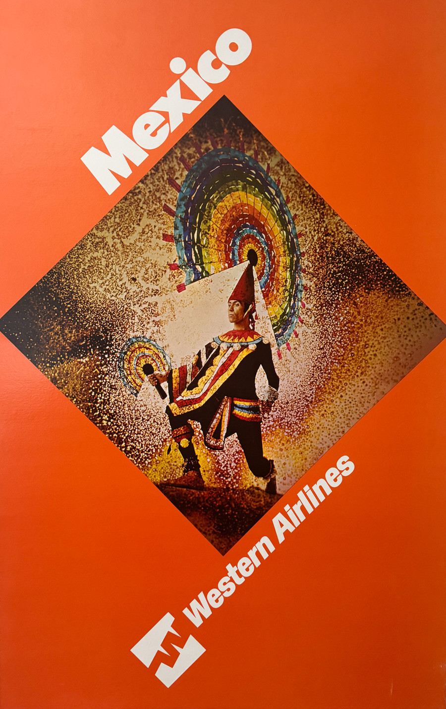 Western Airlines Mexico Original Vintage Poster Linen Backed