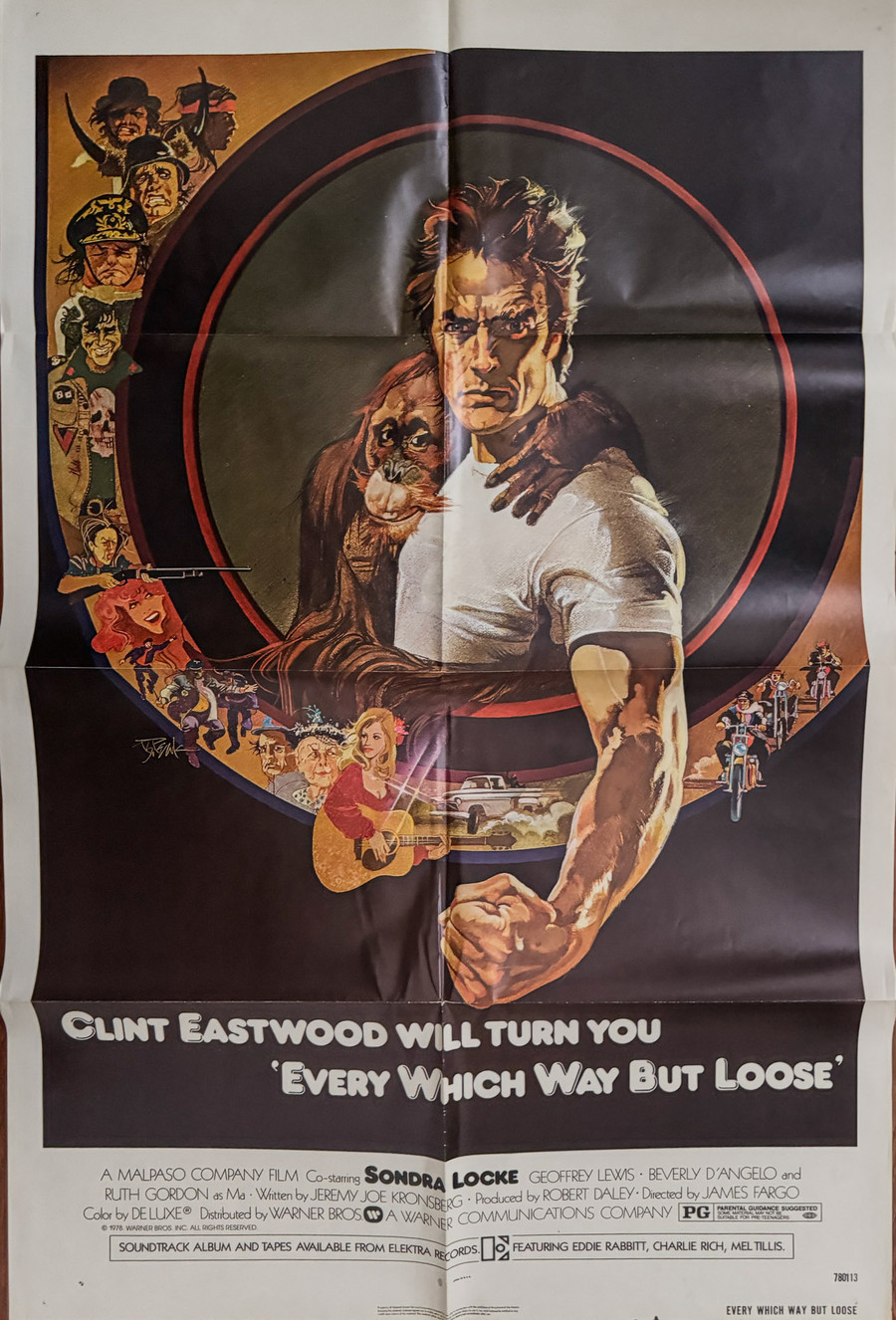 Every Which Way but Loose Original movie poster shows Clint Eastwood and orangutan
