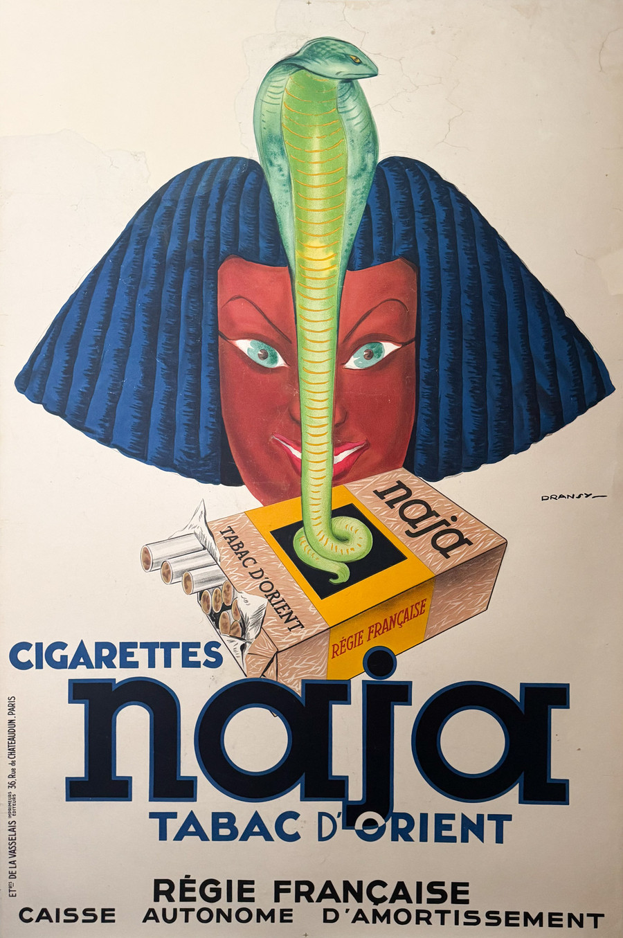 Naja Cigarettes depicts ancient Egyptian woman with snake