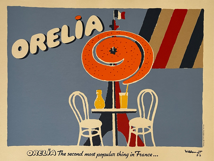 Orelia the second most popular thing in France original 1983 Bernard Villemot Poster linen backed.