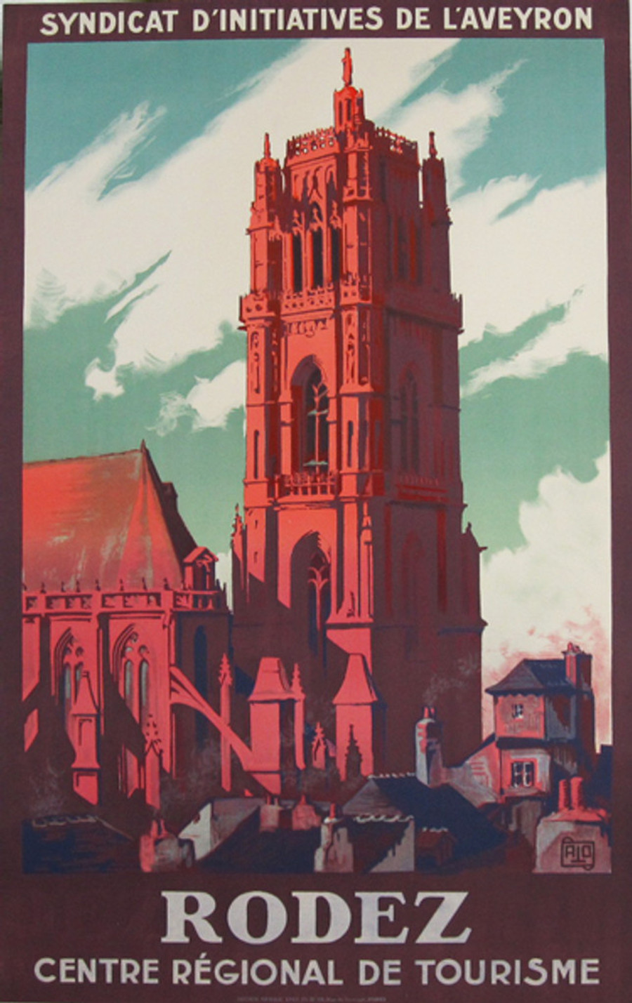 Antique French travel poster by Charles Hallo printed circa 1926. A condition. Mounted on archival linen.