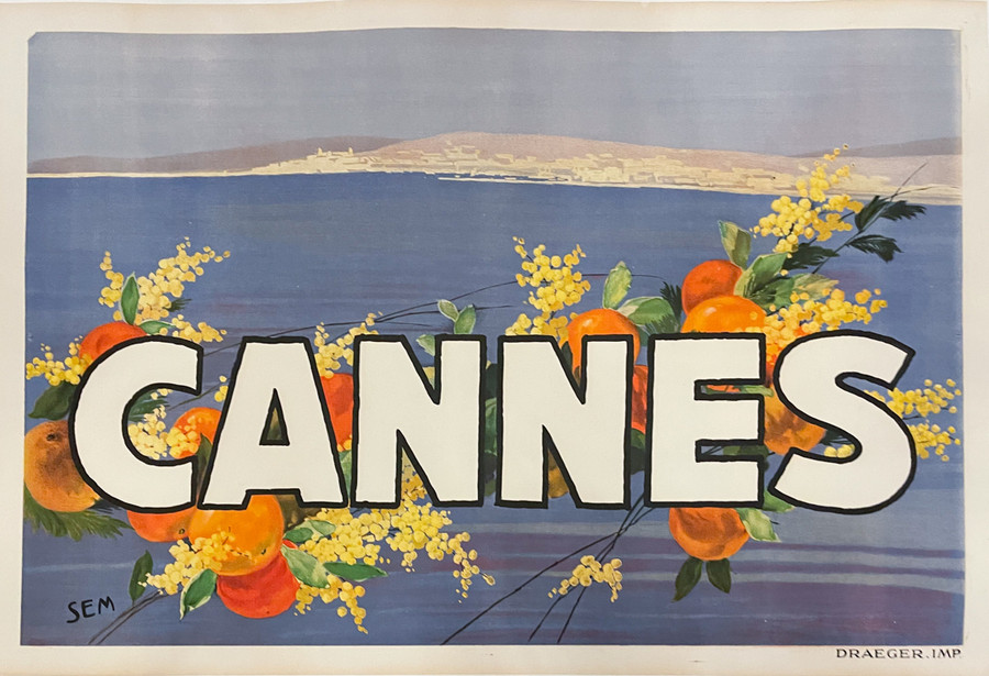 Cannes by George Goursat (SEM) original 1920 vintage French travel poster.