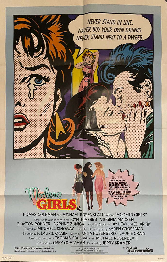 Modern Girls original US A style movie poster. A- condition. Minor paper loss on border in upper right corner. Vibrant colors and sharp image. Printed circa 1986.