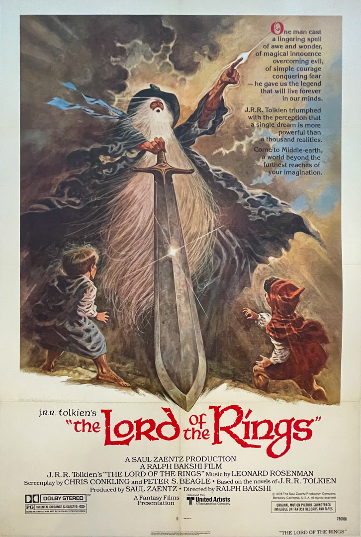 Lord of the Rings 1978 movie poster features Gandalf with sword