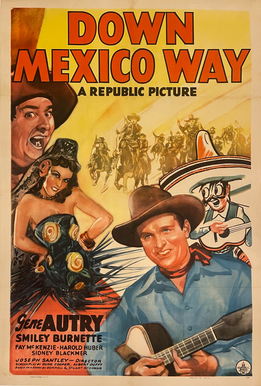 down Mexico way original movie poster features Gene Autrey and can can girl