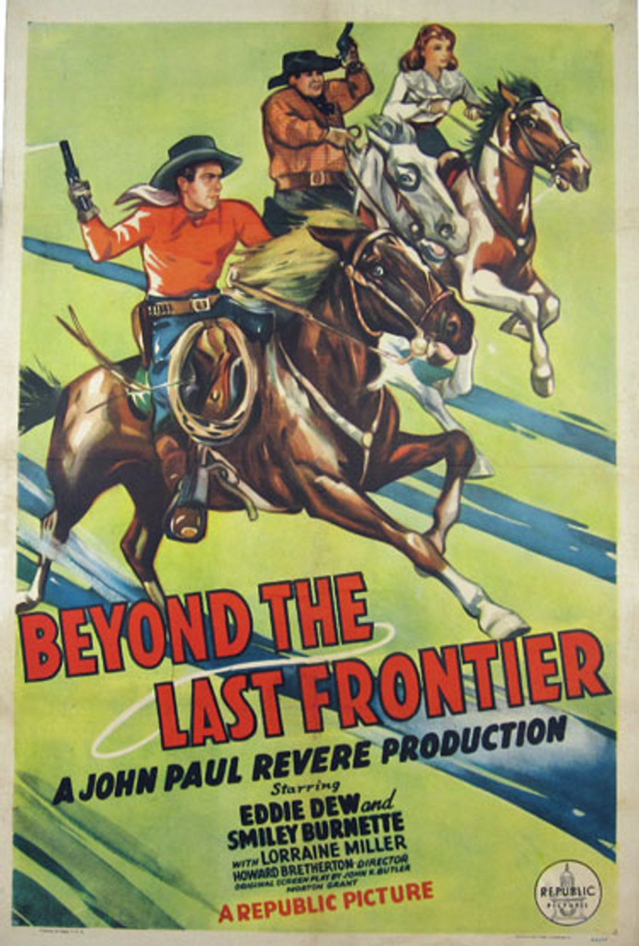 Beyond the last frontier movie poster shows cowboys riding on horses