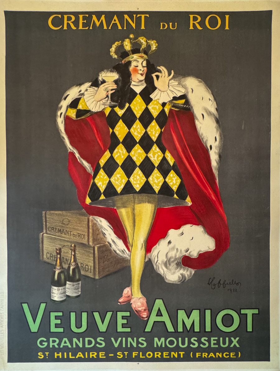 Cremant Du Roi Cappiello Original Antique French poster depicts King with red cape