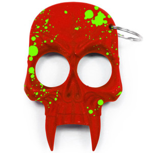 Skull Keychain Red with Green Splash Skull Keychain Red with Green Splash