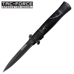 BLACK STILLETO SPRING Assisted
•3" 3MM THICK BLADE, STAINLESS STEEL
•BLACK SPEAR POINT BLADE
•4.5" CLOSED
•BLACK STAINLESS STEEL HANDLE W/BLACK SIMULATED PEARL INLAY
•INCLUDES POCKET CLIP
