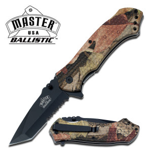 Camouflage Spring Assisted Knife
•3.25" 3MM THICK BLADE, STAINLESS STEEL
•BLACK HALF SERRATED TANTO BLADE
•4.6" CLOSED
•FALL CAMO COATED NYLON FIBER HANDLE
•INCLUDES POCKET CLIP
Camouflage Spring Assisted Knife
•3.25" 3MM THICK BLADE, STAINLESS STEEL
•BLACK HALF SERRATED TANTO BLADE
•4.6" CLOSED
•FALL CAMO COATED NYLON FIBER HANDLE
•INCLUDES POCKET CLIP