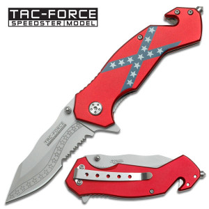 CONFEDERATE KNIFE ALUMINUM HANDLE
3.25" 3MM THICK BLADE, STAINLESS STEEL
•SILVER HALF SERRATED BLADE
•4" CLOSED
•CONFEDERATE GRAPHIC ALUMINUM HANDLE
•INCLUDES POCKET CLIP, SEAT BELT CUTTER & GLASS BREAKER
CONFEDERATE KNIFE ALUMINUM HANDLE
3.25" 3MM THICK BLADE, STAINLESS STEEL
•SILVER HALF SERRATED BLADE
•4" CLOSED
•CONFEDERATE GRAPHIC ALUMINUM HANDLE
•INCLUDES POCKET CLIP, SEAT BELT CUTTER & GLASS BREAKER