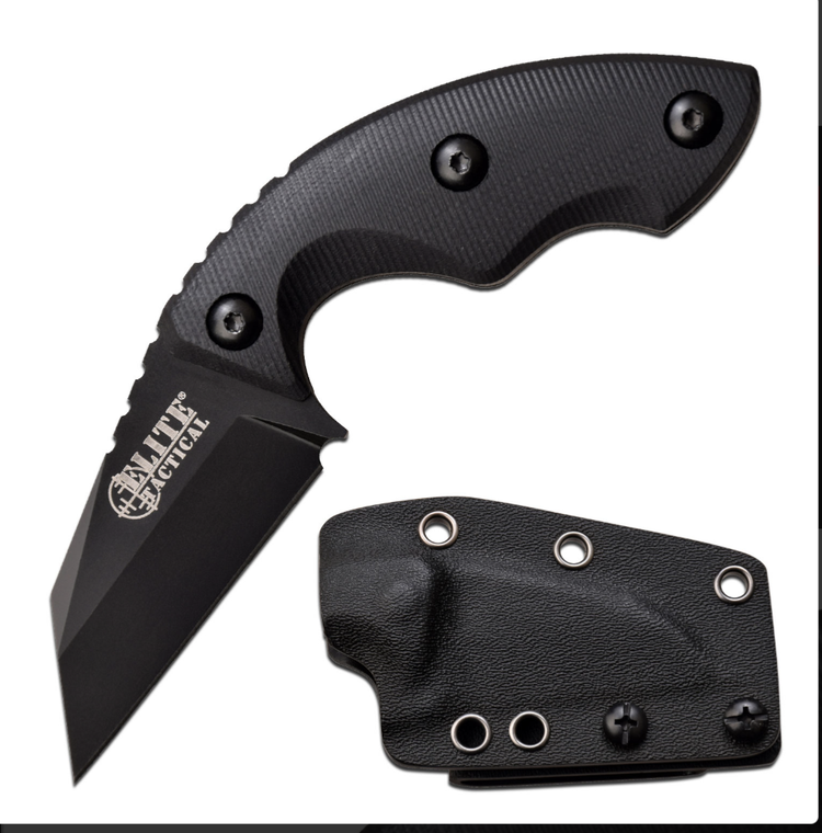 Elite Tactical SIDEARM Fixed Blade Full Tang Knife – Black G10