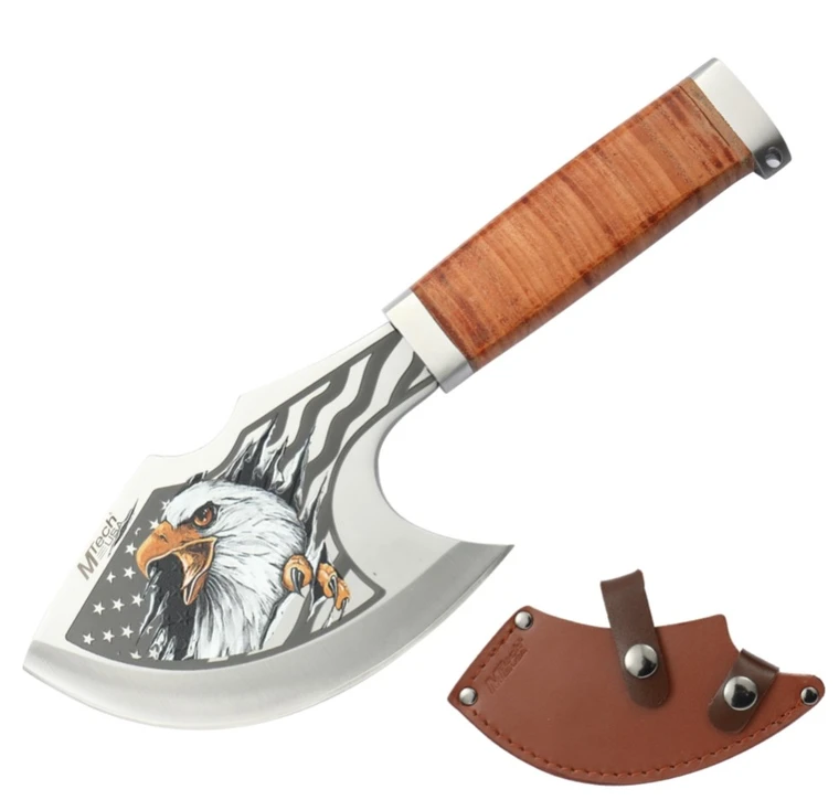 MTech 10" Full Tang Eagle Axe with Stacked Leather Handle & Sheath