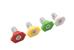 four QC nozzles, Red, Green, Yellow, Red, Top Facing