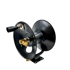 5703 Manual 50' x 3/8" High pressure Hose Reel w/ Stainless Steel Swivels - Max 4000PSI, Black