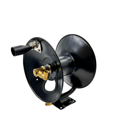5703 Manual 50' x 3/8" High pressure Hose Reel w/ Stainless Steel Swivels - Max 4000PSI, Black