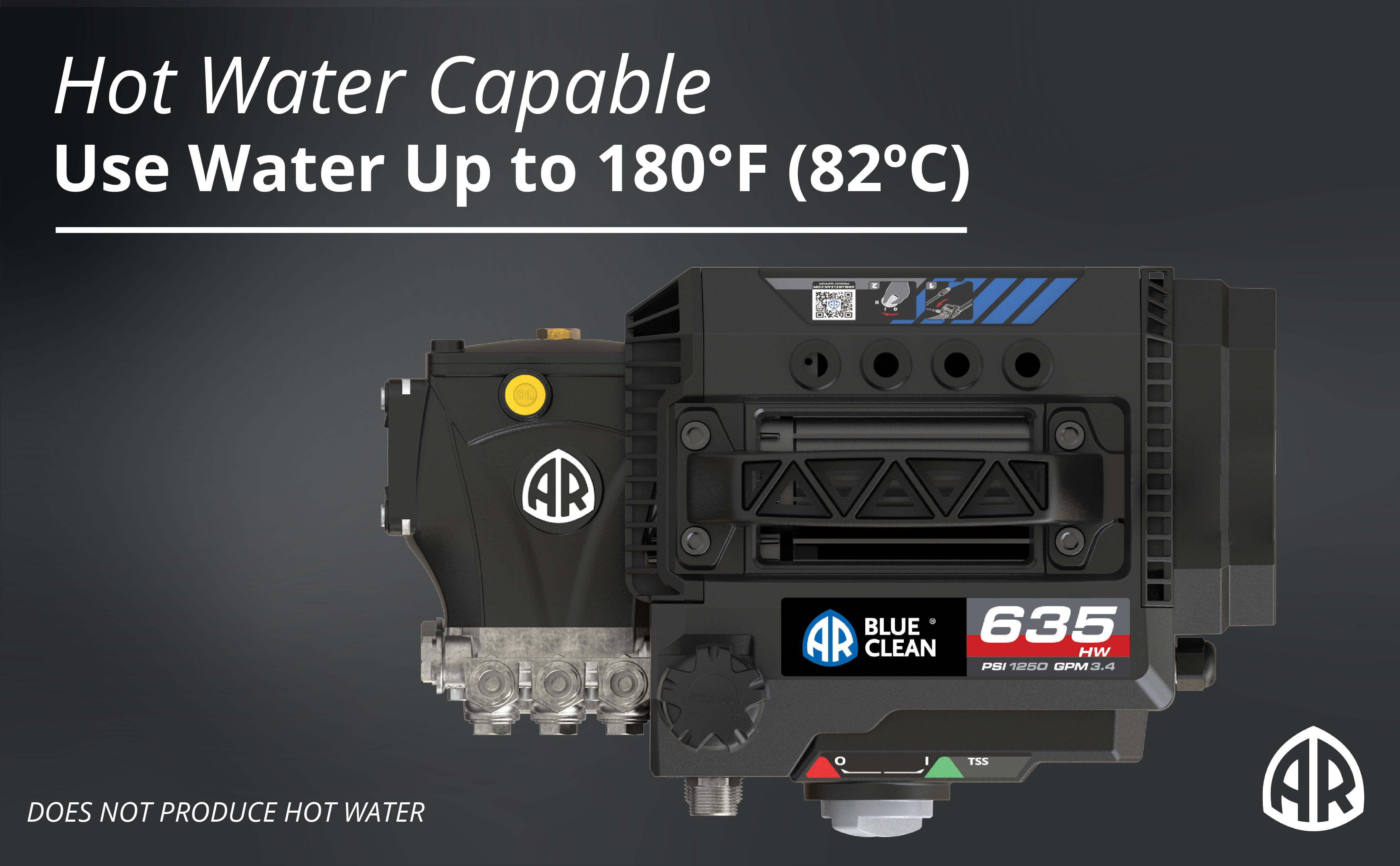 AR Blue Clean Pro, AR635HW, 1250 PSI, 3.4 GPM, 20 Amp Hot Water