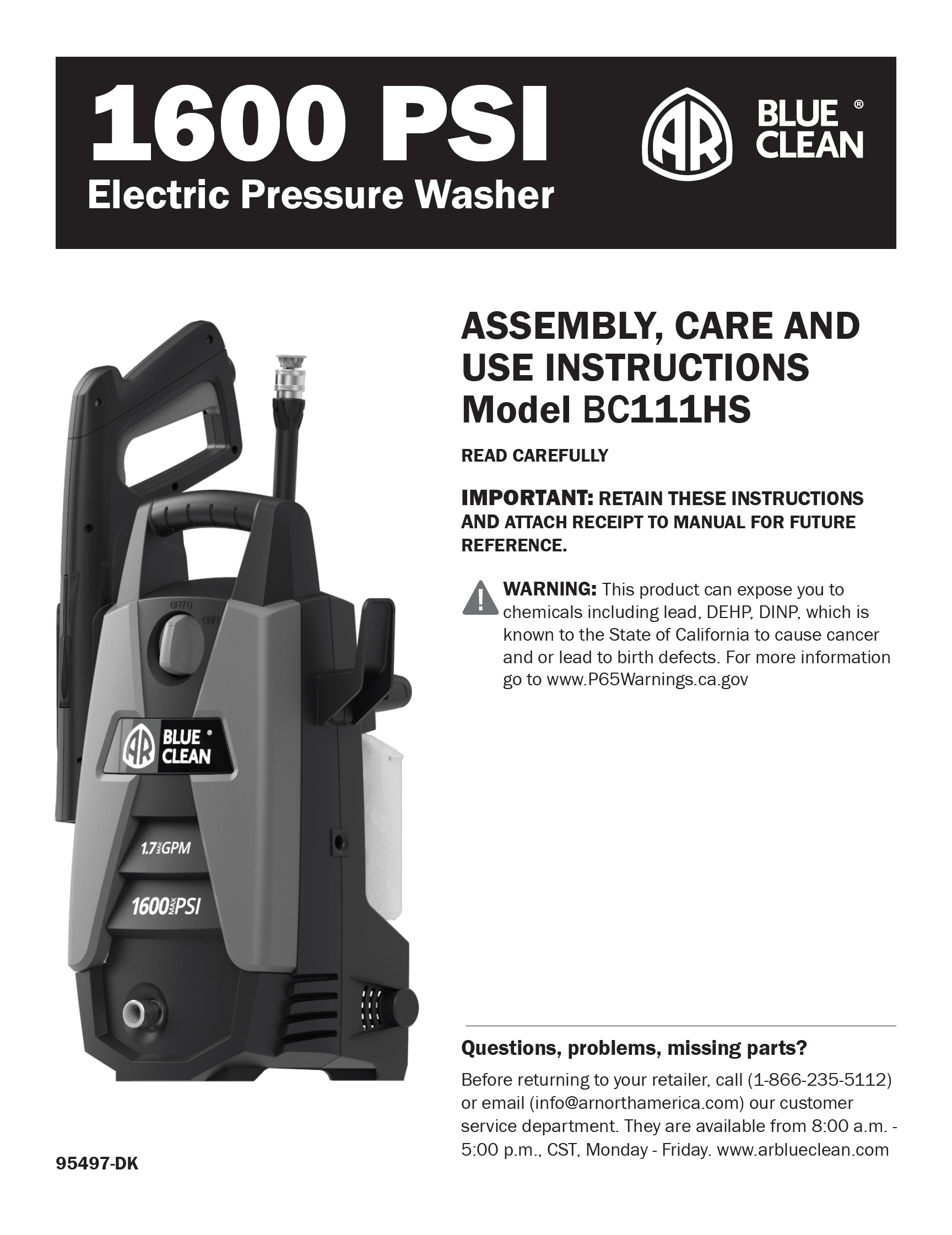 Ar Blue Clean BC111HS Product Manual