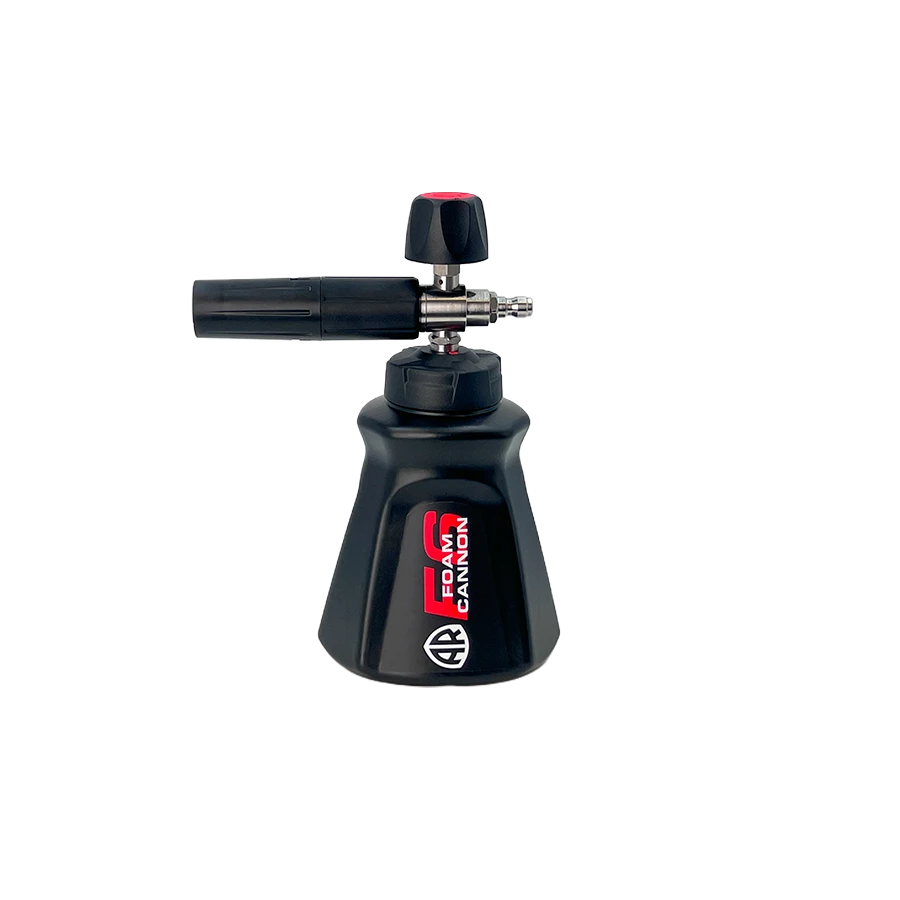 AR Blue Clean Pro F6 Foam Cannon, 34 oz all-black foam cannon with adjustable spray nozzle and foam control knob