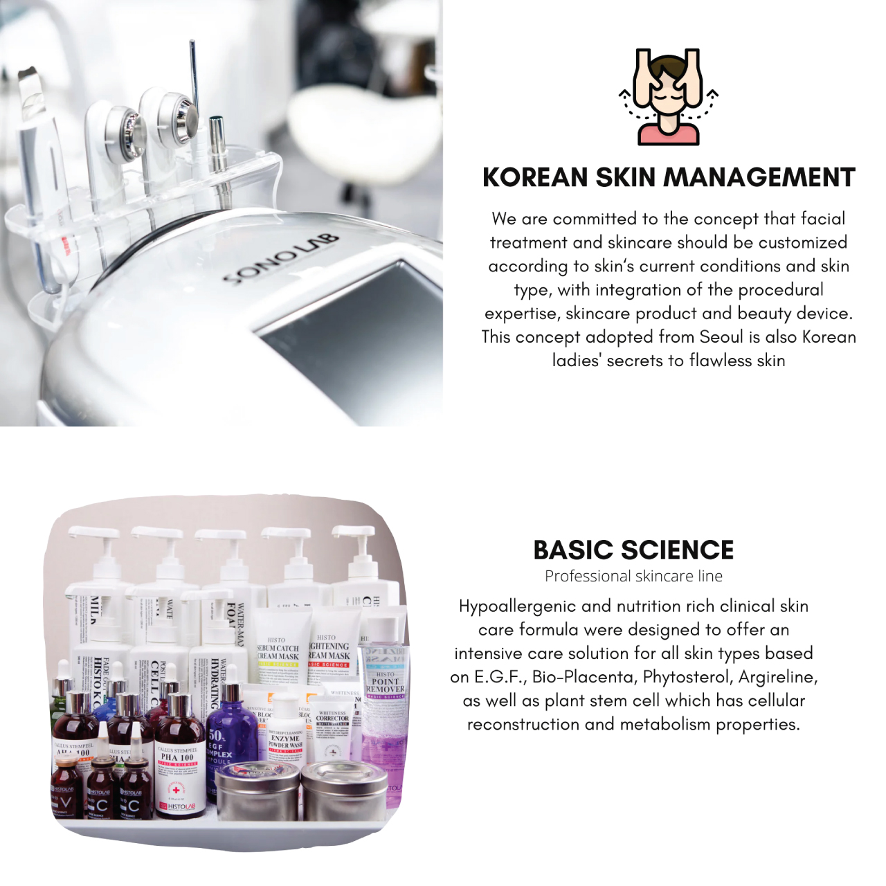Our hypoallergenic and nutrient-rich formulas are designed for all skin types, providing intensive care solutions.