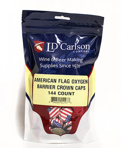 American Flag Crown Beer Caps With Oxy-Scavenger Liner 144/Bag