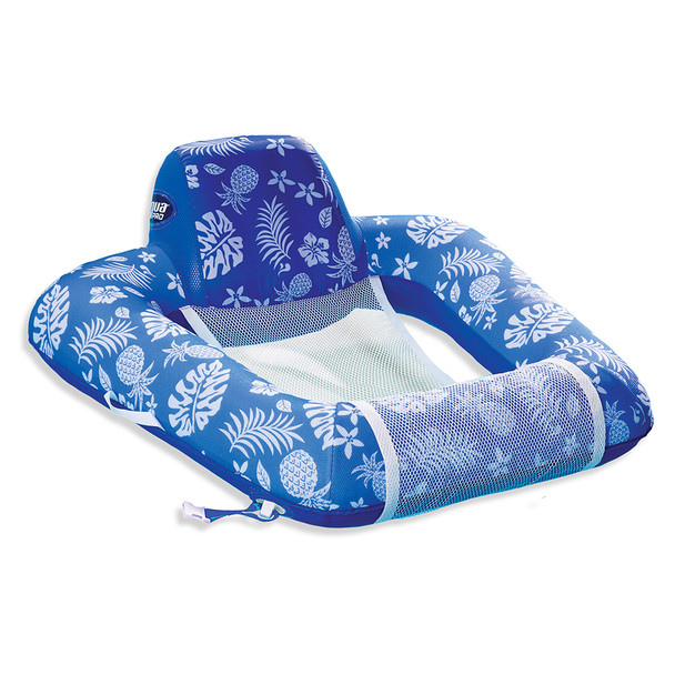 Aqua Leisure Supreme Zero Gravity Chair Hibiscus Pineapple Royal Blue w\/Docking Attachment [APL17290S1]